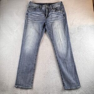 BKE Salvage Mayhem Straight Jeans Mens 34x34 (fits 34x31) Blue Reg Fit Whiskered